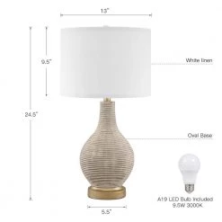Richland 24.5 in. Beige/Gold Indoor Table Lamp with White Linen Shade and 9.5-Watt LED Bulbs Included (Set of 2) by TRUE FINE -Dale Tiffany Store beige gold true fine table lamps 20030t 2pk 1d 1000