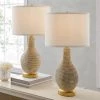 Richland 24.5 in. Beige/Gold Indoor Table Lamp with White Linen Shade and 9.5-Watt LED Bulbs Included (Set of 2) by TRUE FINE -Dale Tiffany Store beige gold true fine table lamps 20030t 2pk 64 1000
