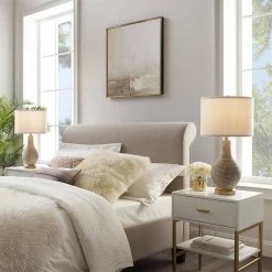 Richland 24.5 in. Beige/Gold Indoor Table Lamp with White Linen Shade and 9.5-Watt LED Bulbs Included (Set of 2) by TRUE FINE -Dale Tiffany Store beige gold true fine table lamps 20030t 2pk 66 1000