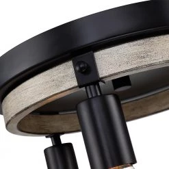 11.8 in. 3-Light Black and Distressed Faux Wood Rustic Farmhouse Flush Mount Ceiling Light by TRUE FINE -Dale Tiffany Store black and distressed faux wood true fine flush mount lights td20010fl 1f 1000