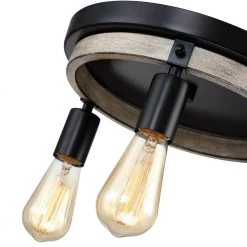 11.8 in. 3-Light Black and Distressed Faux Wood Rustic Farmhouse Flush Mount Ceiling Light by TRUE FINE -Dale Tiffany Store black and distressed faux wood true fine flush mount lights td20010fl 4f 1000