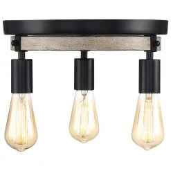11.8 in. 3-Light Black and Distressed Faux Wood Rustic Farmhouse Flush Mount Ceiling Light by TRUE FINE -Dale Tiffany Store black and distressed faux wood true fine flush mount lights td20010fl 76 1000