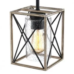 Brooklyn 1-Light Black and Distressed Faux Wood Rustic Farmhouse Mini Pendant Island Light with Seeded Glass Shade by TRUE FINE -Dale Tiffany Store black and distressed faux wood true fine pendant lights td20011p 44 1000