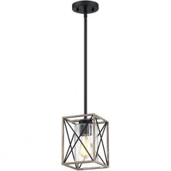 Brooklyn 1-Light Black and Distressed Faux Wood Rustic Farmhouse Mini Pendant Island Light with Seeded Glass Shade by TRUE FINE -Dale Tiffany Store black and distressed faux wood true fine pendant lights td20011p 66 1000