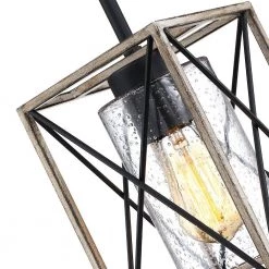 Brooklyn 1-Light Black and Distressed Faux Wood Rustic Farmhouse Mini Pendant Island Light with Seeded Glass Shade by TRUE FINE -Dale Tiffany Store black and distressed faux wood true fine pendant lights td20011p fa 1000