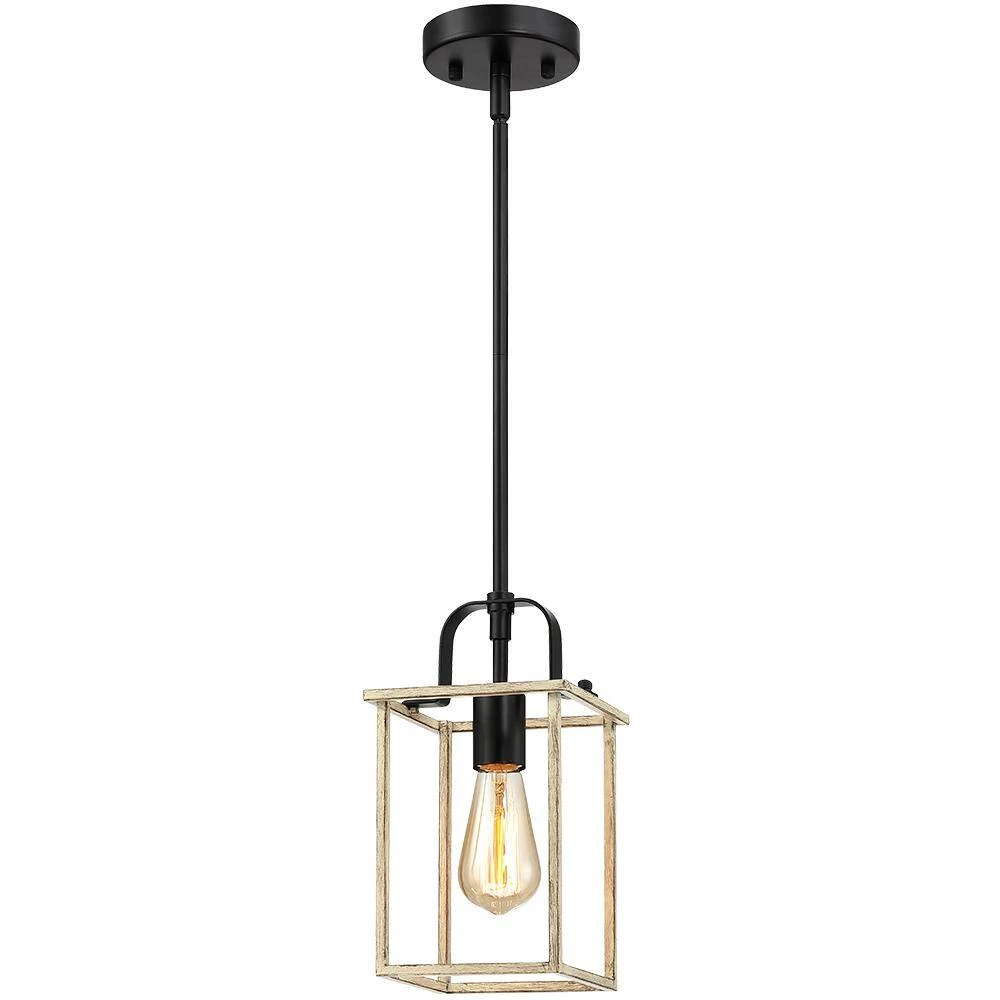 Gavin 1-Light Black and Distressed Faux Wood Island Rustic Farmhouse Mini Pendant Light by TRUE FINE 9 Gavin 1-Light Black and Distressed Faux Wood Island Rustic Farmhouse Mini Pendant Light by TRUE FINE - Image 8