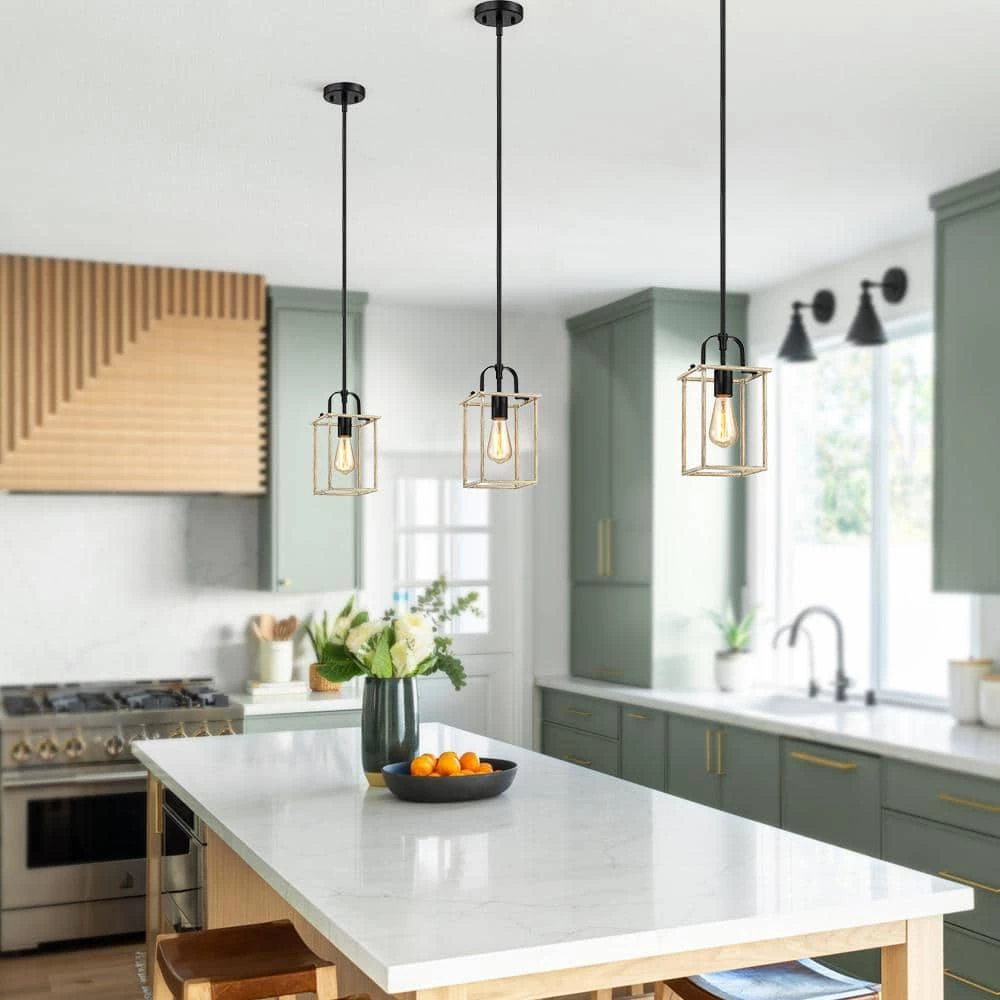 Gavin 1-Light Black and Distressed Faux Wood Island Rustic Farmhouse Mini Pendant Light by TRUE FINE 3 Gavin 1-Light Black and Distressed Faux Wood Island Rustic Farmhouse Mini Pendant Light by TRUE FINE - Image 2