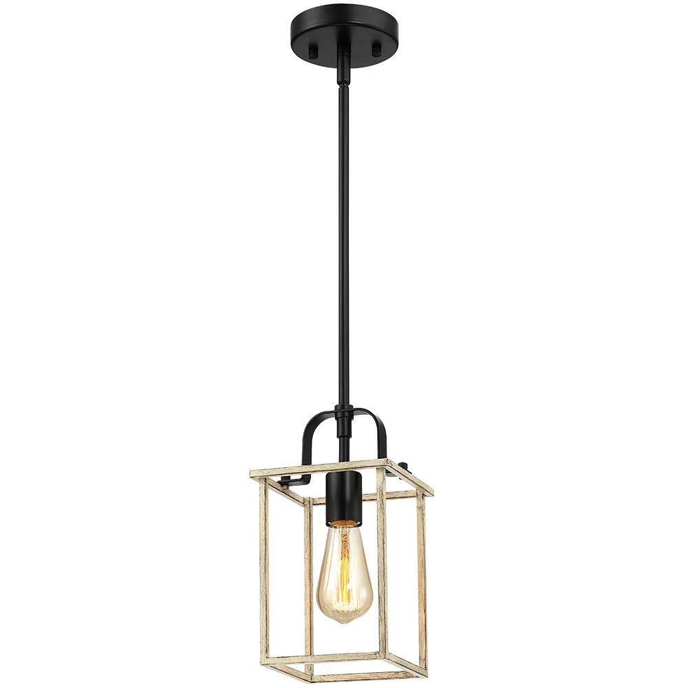 Gavin 1-Light Black and Distressed Faux Wood Island Rustic Farmhouse Mini Pendant Light by TRUE FINE 10 Gavin 1-Light Black and Distressed Faux Wood Island Rustic Farmhouse Mini Pendant Light by TRUE FINE - Image 9
