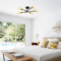 Trident 25.5 in. 6-Light Black and Gold Sputnik Semi Flush Mount Ceiling Light by TRUE FINE 16 Trident 25.5 in. 6-Light Black and Gold Sputnik Semi Flush Mount Ceiling Light by TRUE FINE -Dale Tiffany Store black and gold true fine flush mount lights td60003fl 40 1000