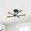 Trident 25.5 in. 6-Light Black and Gold Sputnik Semi Flush Mount Ceiling Light by TRUE FINE -Dale Tiffany Store black and gold true fine flush mount lights td60003fl 64 1000