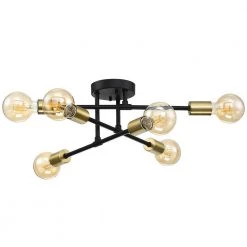 Trident 25.5 in. 6-Light Black and Gold Sputnik Semi Flush Mount Ceiling Light by TRUE FINE 25 Trident 25.5 in. 6-Light Black and Gold Sputnik Semi Flush Mount Ceiling Light by TRUE FINE -Dale Tiffany Store black and gold true fine flush mount lights td60003fl 76 1000