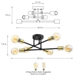Trident 25.5 in. 6-Light Black and Gold Sputnik Semi Flush Mount Ceiling Light by TRUE FINE 19 Trident 25.5 in. 6-Light Black and Gold Sputnik Semi Flush Mount Ceiling Light by TRUE FINE -Dale Tiffany Store black and gold true fine flush mount lights td60003fl 77 1000