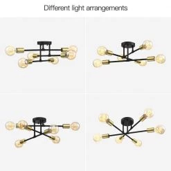Trident 25.5 in. 6-Light Black and Gold Sputnik Semi Flush Mount Ceiling Light by TRUE FINE 20 Trident 25.5 in. 6-Light Black and Gold Sputnik Semi Flush Mount Ceiling Light by TRUE FINE -Dale Tiffany Store black and gold true fine flush mount lights td60003fl c3 1000