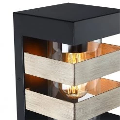 1-Light Black and Wood Tone Modern Hardwired Outdoor Wall Lantern Sconce with Clear Glass Cylinder by TRUE FINE -Dale Tiffany Store black and wood tone true fine outdoor sconces td41013ot 44 1000