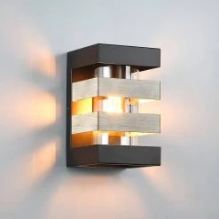 1-Light Black and Wood Tone Modern Hardwired Outdoor Wall Lantern Sconce with Clear Glass Cylinder by TRUE FINE -Dale Tiffany Store black and wood tone true fine outdoor sconces td41013ot c3 1000