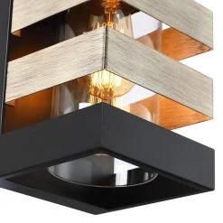 1-Light Black and Wood Tone Modern Hardwired Outdoor Wall Lantern Sconce with Clear Glass Cylinder by TRUE FINE -Dale Tiffany Store black and wood tone true fine outdoor sconces td41013ot fa 1000
