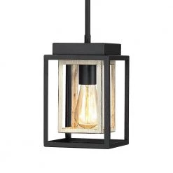 Exton 1-Light Black and Wood Tone Double Box Mini Pendant Island Light by TRUE FINE -Dale Tiffany Store black and wood tone true fine pendant lights td41017p 1f 1000