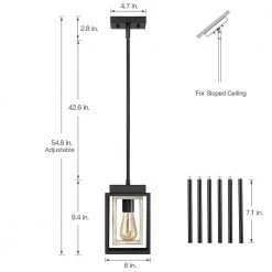 Exton 1-Light Black and Wood Tone Double Box Mini Pendant Island Light by TRUE FINE -Dale Tiffany Store black and wood tone true fine pendant lights td41017p 40 1000