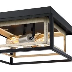 Exton 11.8 in. 2-Light Black and Wood Farmhouse Flush Mount Ceiling Light with Open Double Box by TRUE FINE 18 Exton 11.8 in. 2-Light Black and Wood Farmhouse Flush Mount Ceiling Light with Open Double Box by TRUE FINE -Dale Tiffany Store black and wood true fine flush mount lights td41002fl 1f 1000