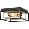 Exton 11.8 in. 2-Light Black and Wood Farmhouse Flush Mount Ceiling Light with Open Double Box by TRUE FINE -Dale Tiffany Store black and wood true fine flush mount lights td41002fl 64 1000