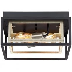 Exton 11.8 in. 2-Light Black and Wood Farmhouse Flush Mount Ceiling Light with Open Double Box by TRUE FINE 20 Exton 11.8 in. 2-Light Black and Wood Farmhouse Flush Mount Ceiling Light with Open Double Box by TRUE FINE -Dale Tiffany Store black and wood true fine flush mount lights td41002fl fa 1000