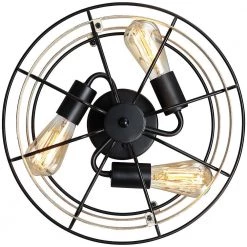 15 in. 3-Light Black and Wood Farmhouse Metal Cage Semi-Flush Mount Ceiling Light by TRUE FINE 19 15 in. 3-Light Black and Wood Farmhouse Metal Cage Semi-Flush Mount Ceiling Light by TRUE FINE -Dale Tiffany Store black and wood true fine flush mount lights td41003fl 44 1000