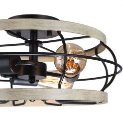 15 in. 3-Light Black and Wood Farmhouse Metal Cage Semi-Flush Mount Ceiling Light by TRUE FINE 20 15 in. 3-Light Black and Wood Farmhouse Metal Cage Semi-Flush Mount Ceiling Light by TRUE FINE -Dale Tiffany Store black and wood true fine flush mount lights td41003fl fa 1000