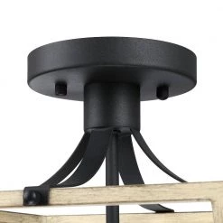 Gavin 12.6 in. 2-Light Black and Wood Farmhouse Open Cage Semi-Flush Mount Ceiling Light by TRUE FINE -Dale Tiffany Store black and wood true fine flush mount lights td41004fl 1f 1000