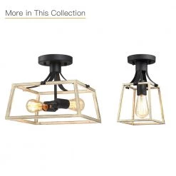 Gavin 12.6 in. 2-Light Black and Wood Farmhouse Open Cage Semi-Flush Mount Ceiling Light by TRUE FINE -Dale Tiffany Store black and wood true fine flush mount lights td41004fl 76 1000