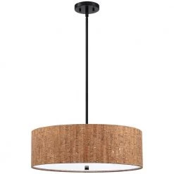 Sunrise 22 in. 4-Light Black Canopy Chandelier Cork Drum Pendant by TRUE FINE -Dale Tiffany Store black canopy shade is tan true fine chandeliers td10044c 44 1000