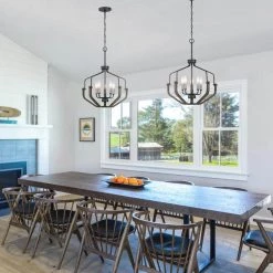 Veronica 19.7 in. 5-Light Black & Faux Dark wood Modern Farmhouse Candlestick Chandelier Kitchen Island Pendant Lighting by TRUE FINE -Dale Tiffany Store black faux dark wood true fine chandeliers td10018c 40 1000