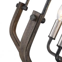 Veronica 19.7 in. 5-Light Black & Faux Dark wood Modern Farmhouse Candlestick Chandelier Kitchen Island Pendant Lighting by TRUE FINE -Dale Tiffany Store black faux dark wood true fine chandeliers td10018c 44 1000