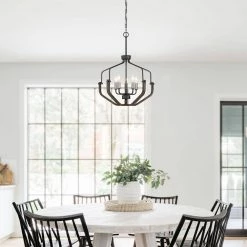 Veronica 19.7 in. 5-Light Black & Faux Dark wood Modern Farmhouse Candlestick Chandelier Kitchen Island Pendant Lighting by TRUE FINE -Dale Tiffany Store black faux dark wood true fine chandeliers td10018c 77 1000