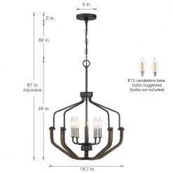 Veronica 19.7 in. 5-Light Black & Faux Dark wood Modern Farmhouse Candlestick Chandelier Kitchen Island Pendant Lighting by TRUE FINE -Dale Tiffany Store black faux dark wood true fine chandeliers td10018c c3 1000