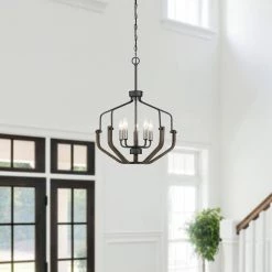 Veronica 19.7 in. 5-Light Black & Faux Dark wood Modern Farmhouse Candlestick Chandelier Kitchen Island Pendant Lighting by TRUE FINE -Dale Tiffany Store black faux dark wood true fine chandeliers td10018c e1 1000