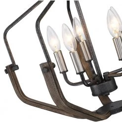 Veronica 19.7 in. 5-Light Black & Faux Dark wood Modern Farmhouse Candlestick Chandelier Kitchen Island Pendant Lighting by TRUE FINE -Dale Tiffany Store black faux dark wood true fine chandeliers td10018c fa 1000