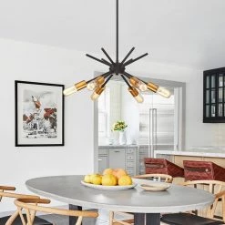 Trident Sputnik 6-Light Black/Gold Pendant Light Mid Century Chandelier with Bulbs Included by TRUE FINE -Dale Tiffany Store black gold true fine chandeliers td41020c 1d 1000