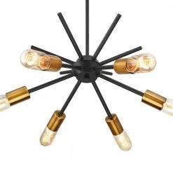 Trident Sputnik 6-Light Black/Gold Pendant Light Mid Century Chandelier with Bulbs Included by TRUE FINE -Dale Tiffany Store black gold true fine chandeliers td41020c 1f 1000