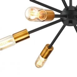 Trident Sputnik 6-Light Black/Gold Pendant Light Mid Century Chandelier with Bulbs Included by TRUE FINE -Dale Tiffany Store black gold true fine chandeliers td41020c 44 1000