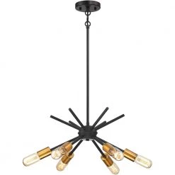 Trident Sputnik 6-Light Black/Gold Pendant Light Mid Century Chandelier with Bulbs Included by TRUE FINE -Dale Tiffany Store black gold true fine chandeliers td41020c fa 1000