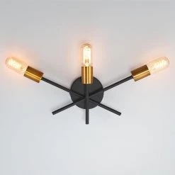 Trident Sputnik 3-Light Black/Gold Mid Century Wall Sconce with Bulbs Included by TRUE FINE -Dale Tiffany Store black gold true fine vanity lighting td41014w 1d 1000