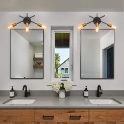 Trident Sputnik 3-Light Black/Gold Mid Century Wall Sconce with Bulbs Included by TRUE FINE -Dale Tiffany Store black gold true fine vanity lighting td41014w 1f 1000