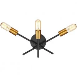 Trident Sputnik 3-Light Black/Gold Mid Century Wall Sconce with Bulbs Included by TRUE FINE