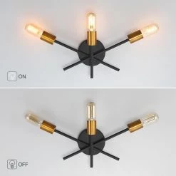 Trident Sputnik 3-Light Black/Gold Mid Century Wall Sconce with Bulbs Included by TRUE FINE -Dale Tiffany Store black gold true fine vanity lighting td41014w 66 1000