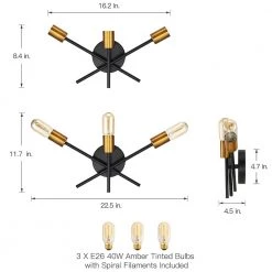 Trident Sputnik 3-Light Black/Gold Mid Century Wall Sconce with Bulbs Included by TRUE FINE -Dale Tiffany Store black gold true fine vanity lighting td41014w c3 1000