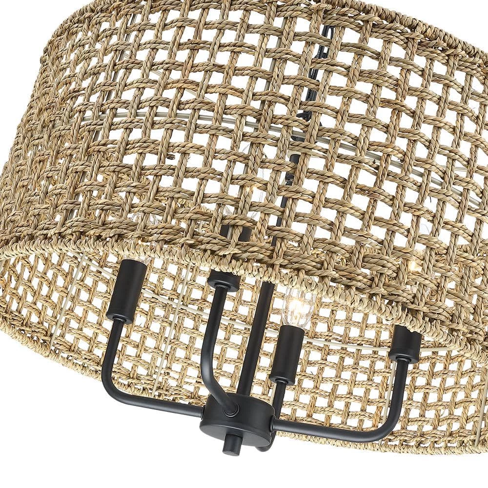 Cape 20 in. 4-Light Bohemian Drum Chandelier with Lime Hand Woven Shade by TRUE FINE 9 Cape 20 in. 4-Light Bohemian Drum Chandelier with Lime Hand Woven Shade by TRUE FINE - Image 7