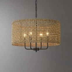 Cape 20 in. 4-Light Bohemian Drum Chandelier with Lime Hand Woven Shade by TRUE FINE 23 Cape 20 in. 4-Light Bohemian Drum Chandelier with Lime Hand Woven Shade by TRUE FINE -Dale Tiffany Store black lime true fine chandeliers td90032fl fa 1000