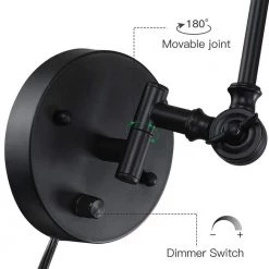 Adella 1-Light Black Rustic Natural Rattan Plug-In Swing Arm Wall Lamp with Dimmer Switch by TRUE FINE 15 Adella 1-Light Black Rustic Natural Rattan Plug-In Swing Arm Wall Lamp with Dimmer Switch by TRUE FINE -Dale Tiffany Store black rattan true fine wall lamps td10027w 1d 1000