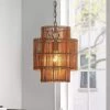 Rhett 11 in. 1-Light Tiered Rattan Drum Pendant Light with Black Canopy by TRUE FINE -Dale Tiffany Store black tan true fine chandeliers td60009p 64 1000