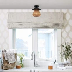 Bohe 8 in. 1-Light Black/Tan Bohemian Woven Rope Semi-Flush Mount Ceiling Light by TRUE FINE -Dale Tiffany Store black tan true fine flush mount lights td90028fl 1d 1000